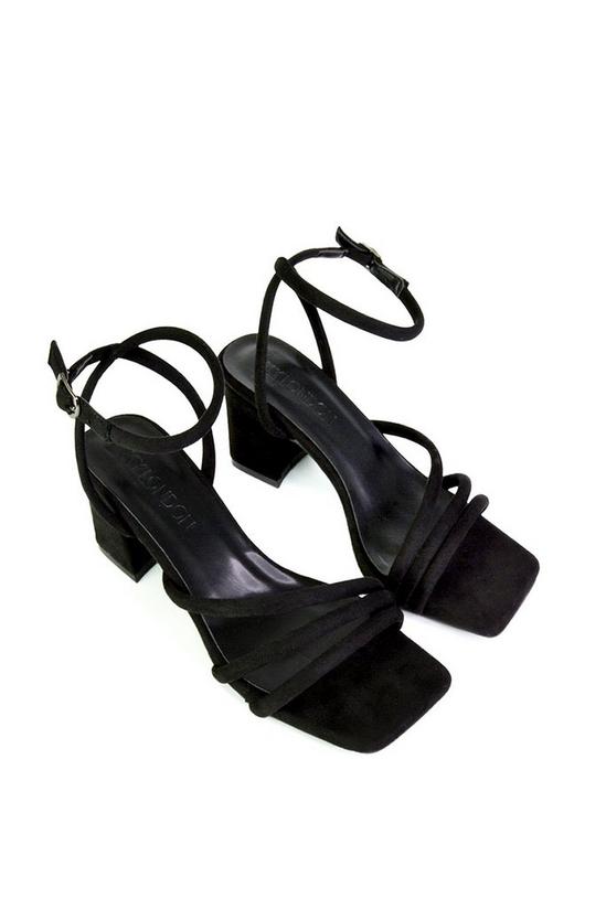 XY London 'Trixie' Square Toe Buckle Up Ankle Strappy Mid Block Heel Sandals 5