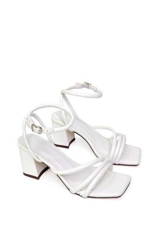 XY London 'Trixie' Square Toe Buckle Up Ankle Strappy Mid Block Heel Sandals 4