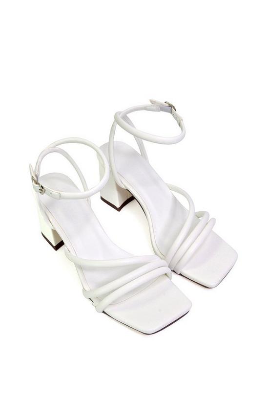 XY London 'Trixie' Square Toe Buckle Up Ankle Strappy Mid Block Heel Sandals 5