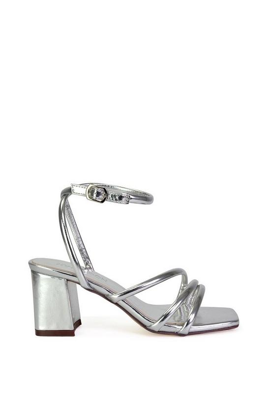 XY London 'Trixie' Square Toe Buckle Up Ankle Strappy Mid Block Heel Sandals 1
