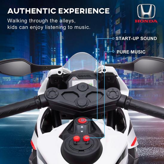 HOMCOM 6V Honda Licensed Kids Motorcycle Music, Training Wheels 5