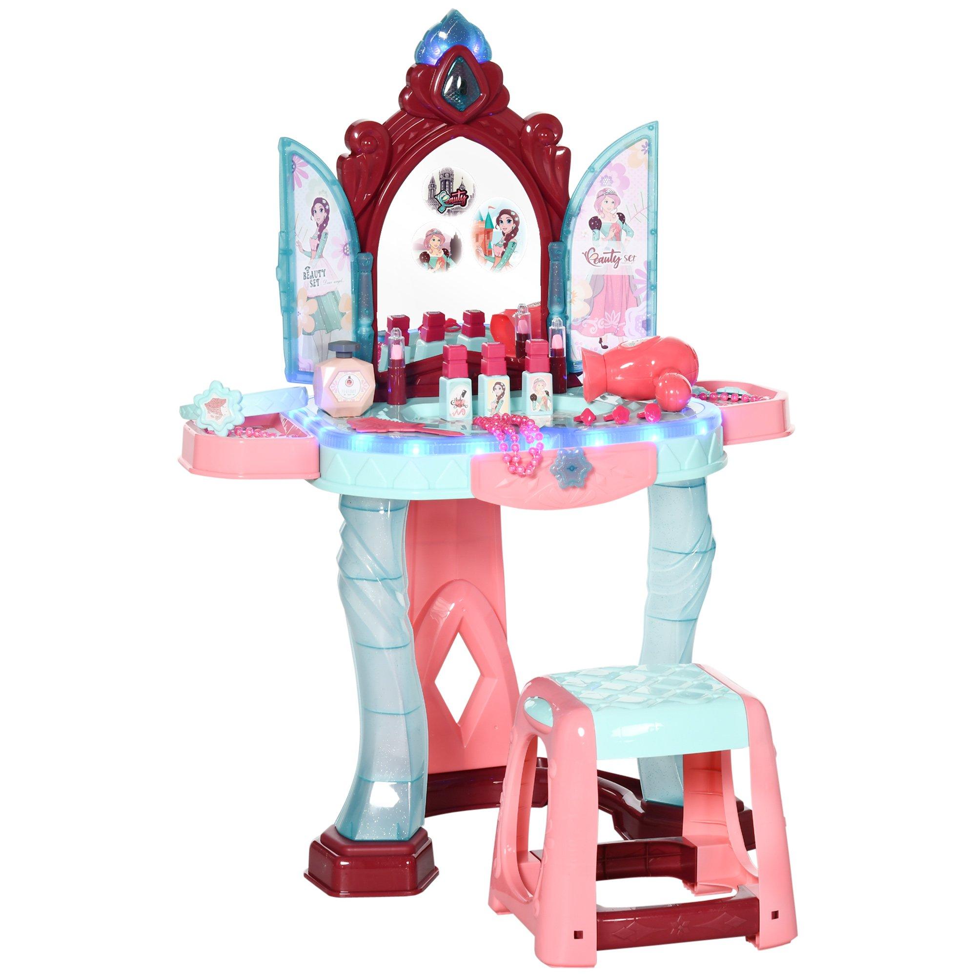 31 Piece Kids Dressing Table with Magical Princess Mirror, Light