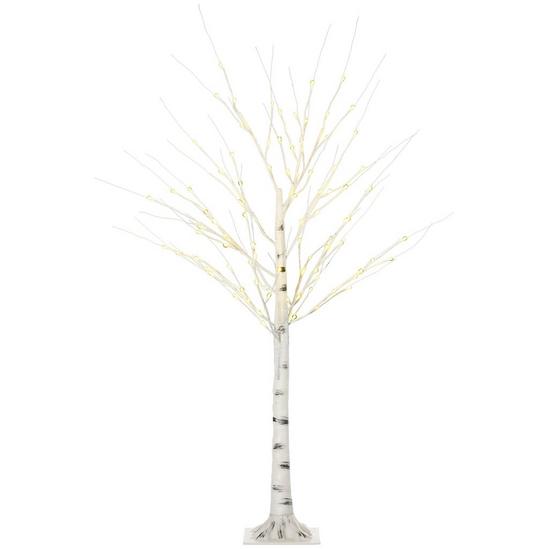HOMCOM 5ft Artificial White Birch Tree with 96 Light for Indoor Covered 1