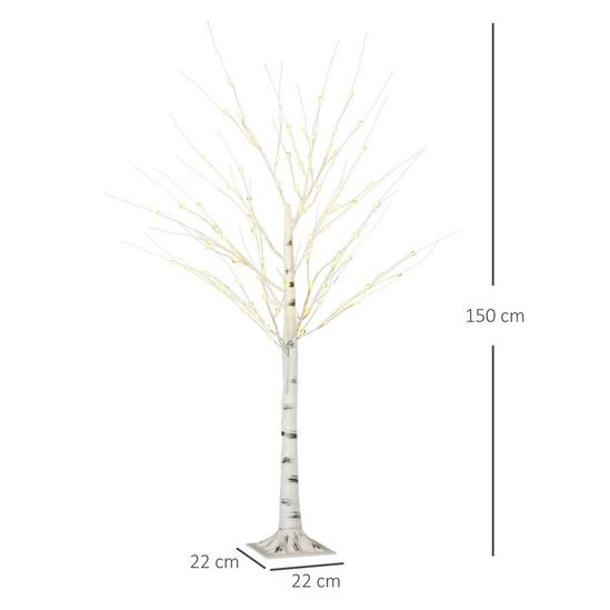 HOMCOM 5ft Artificial White Birch Tree with 96 Light for Indoor Covered 4