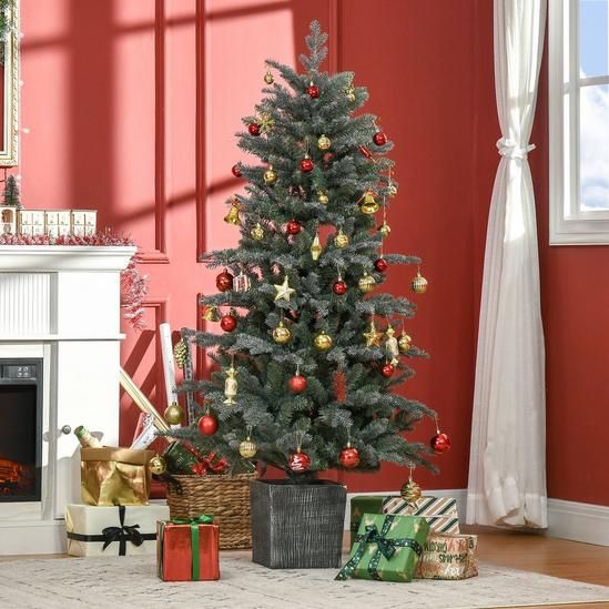 HOMCOM 5ft Artificial Christmas Tree Pot Stand and 1140 Tips Xmas Decoration 3