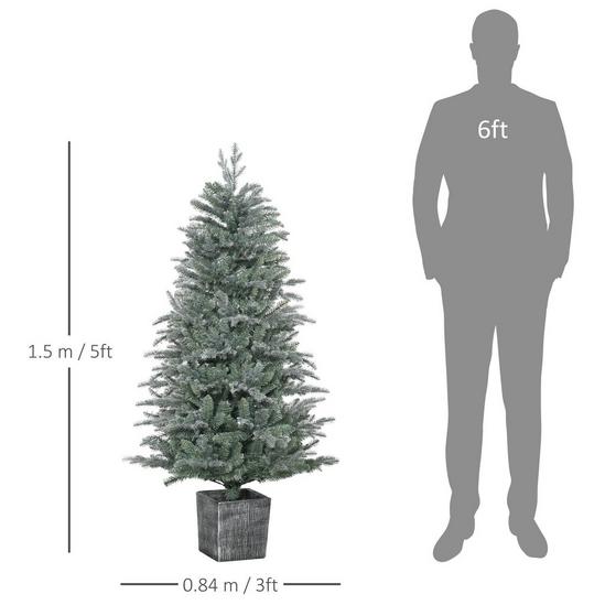 HOMCOM 5ft Artificial Christmas Tree Pot Stand and 1140 Tips Xmas Decoration 4
