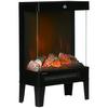 HOMCOM 180° Charming Electric Fireplace Heater, Quiet Stove with LED Flame Effect Black thumbnail 1