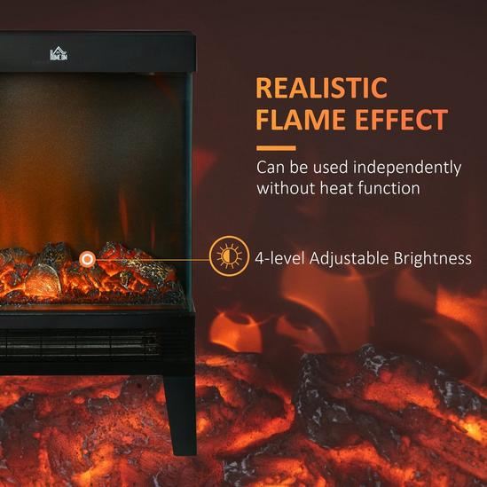 HOMCOM 180° Charming Electric Fireplace Heater, Quiet Stove with LED Flame Effect Black 6