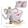 HOMCOM Baby Rocking Elephant Rocker Chair Toy Wooden Base, Safety Belt - Grey thumbnail 3