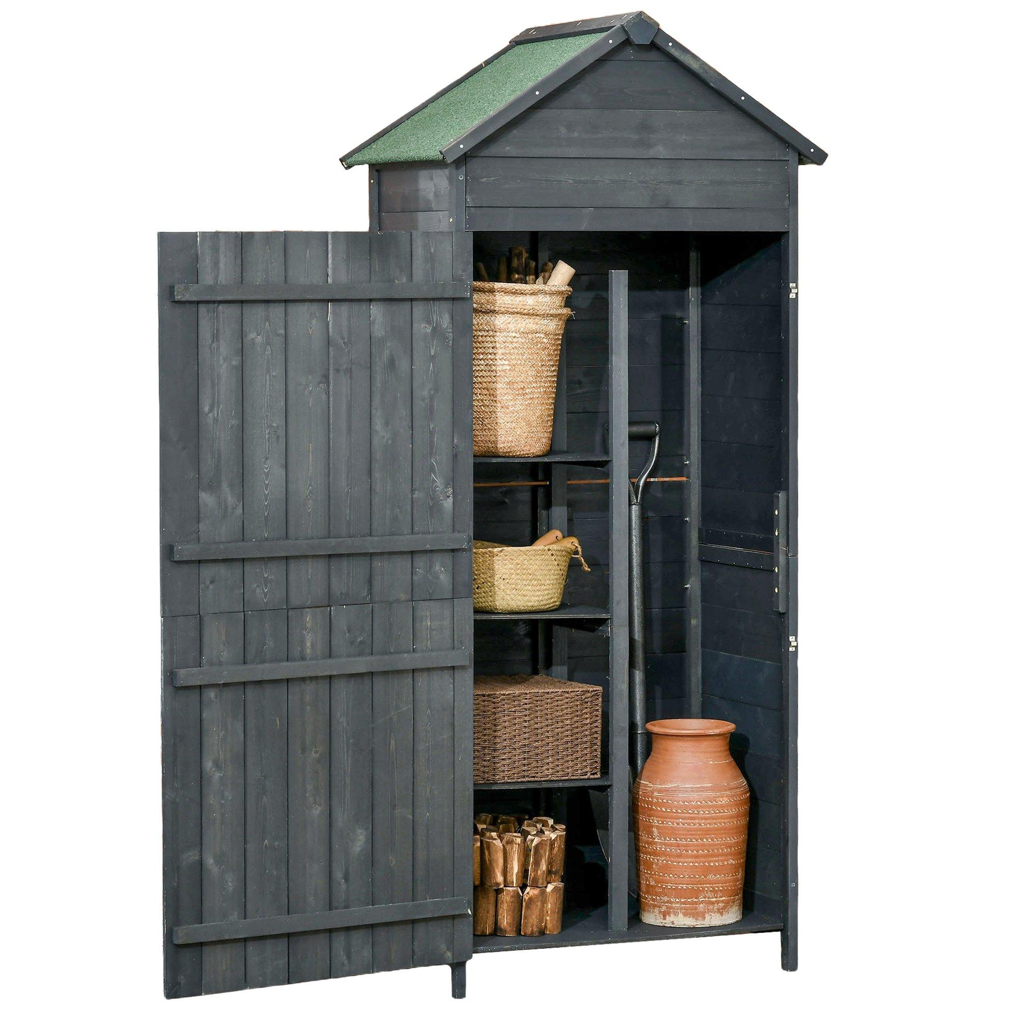 Wooden Garden Shed Outdoor Shelves Utility Tool Storage Cabinet