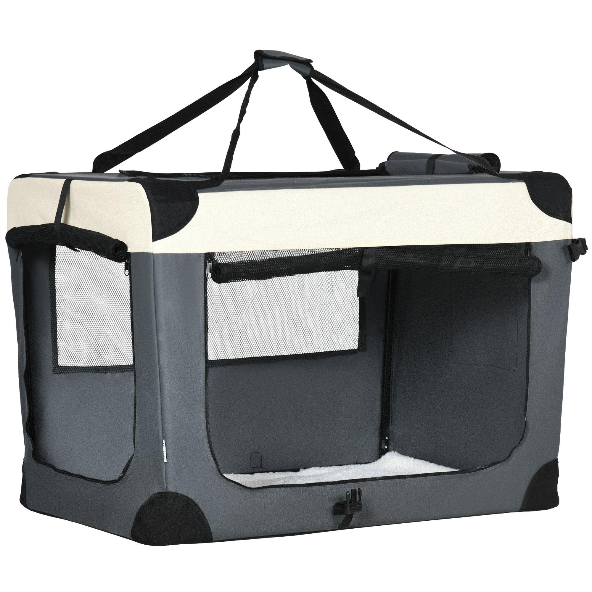 Foldable Pet Carrier for Dogs, Portable Cat Carrier Soft Side Pet Travel Crate with Removable Mat, B