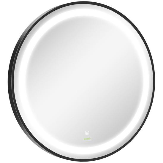 Kleankin LED Smart Bathroom Mirror Wall Mounted Round Vanity Mirror Lights 1