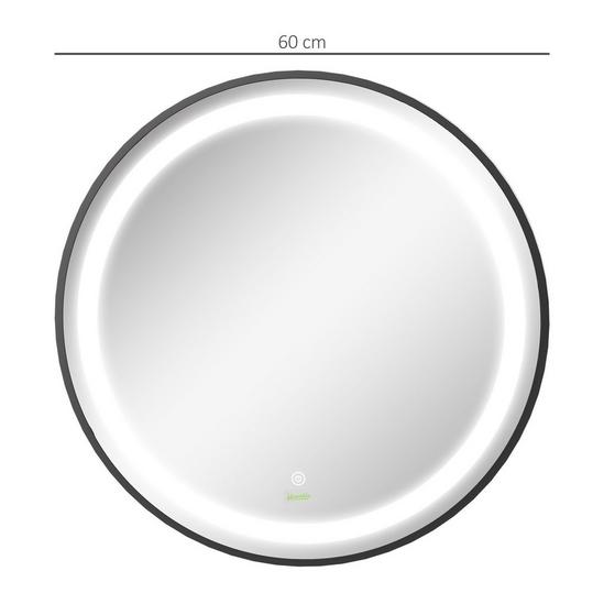 Kleankin LED Smart Bathroom Mirror Wall Mounted Round Vanity Mirror Lights 4