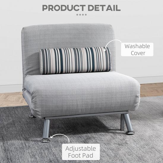HOMCOM Single Sofa Bed Folding Chair Bed Metal Frame Padding Pillow 5