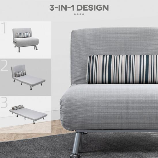 HOMCOM Single Sofa Bed Folding Chair Bed Metal Frame Padding Pillow 6
