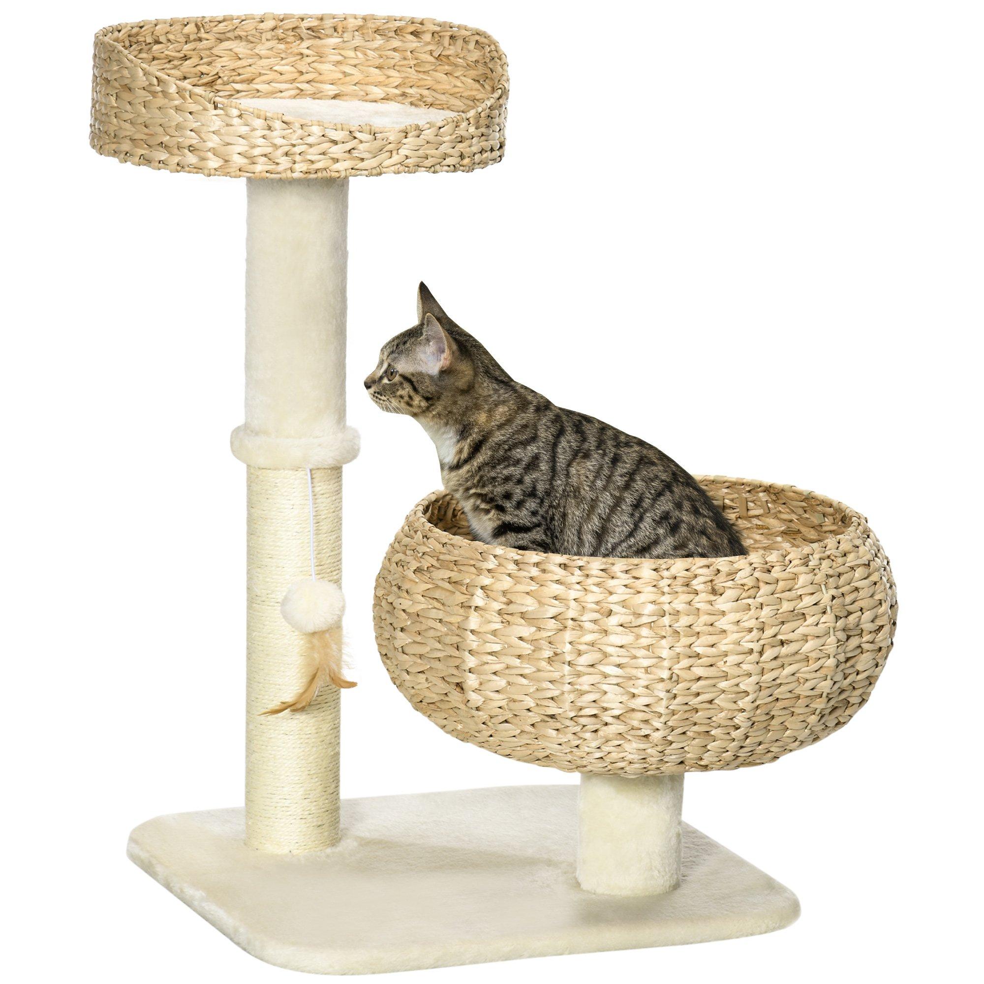 72cm Cat Tree Kitty Activity Centre with Two Beds, Toy Ball