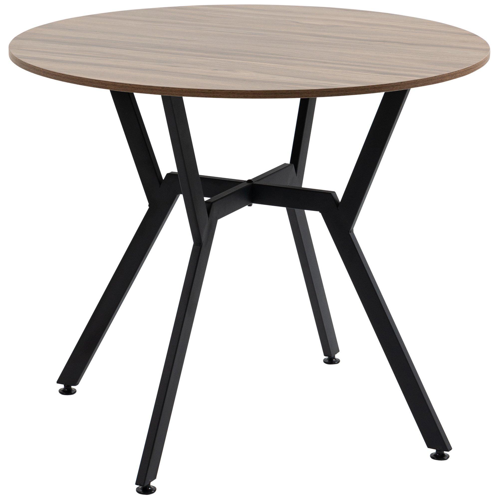 Dining Table with Round Top Steel Legs for Kitchen Dining Room Brown