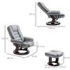 HOMCOM Swivel Manual Recliner and Footrest Set PU Lounge Chair Wood Base thumbnail 3