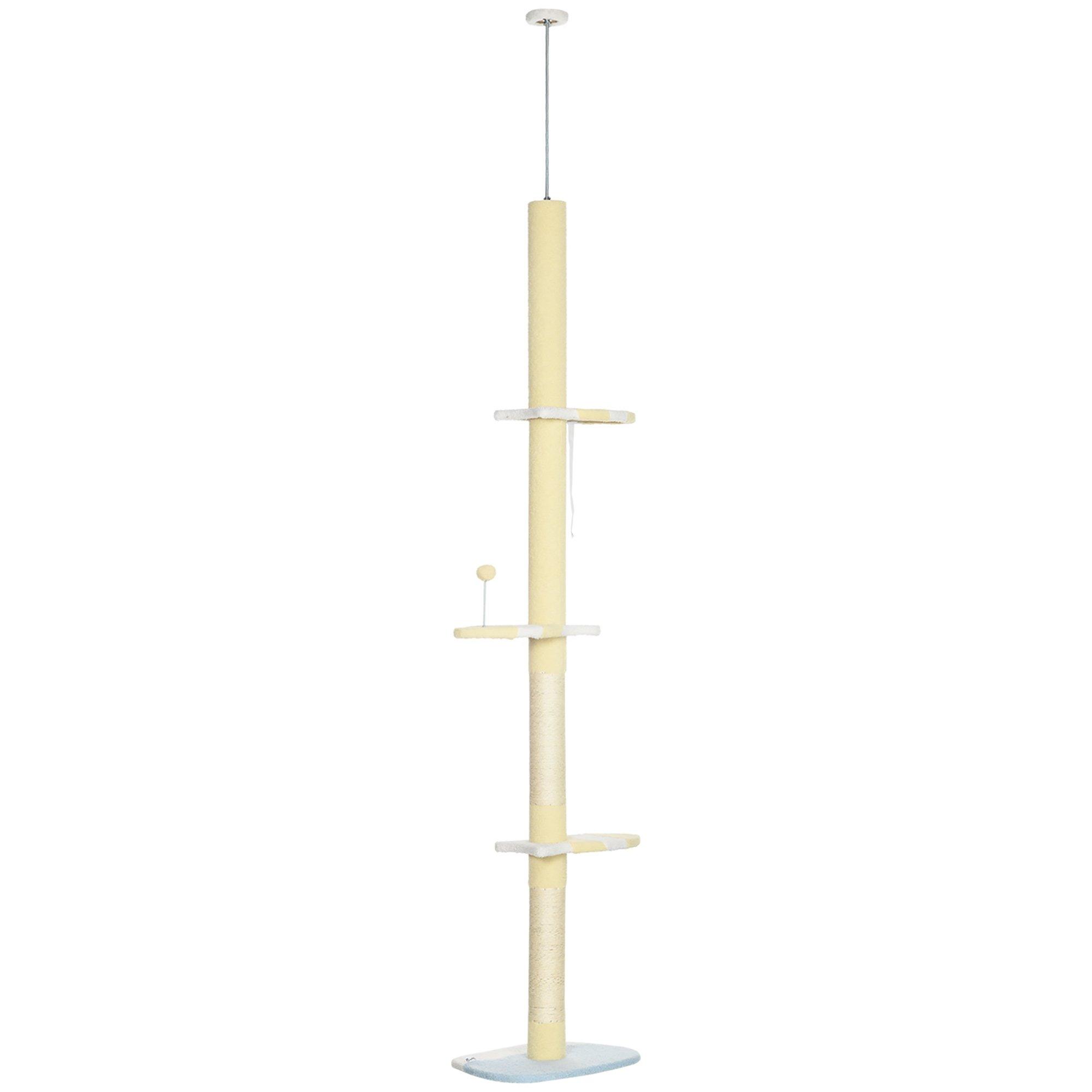 260cm Height Adjustable Floor-To-Ceiling Cat Tree Anti-Slip Kit-Yellow