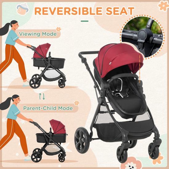 HOMCOM Foldable Travel Baby Stroller with Fully Reclining From Birth to 3 Years 4