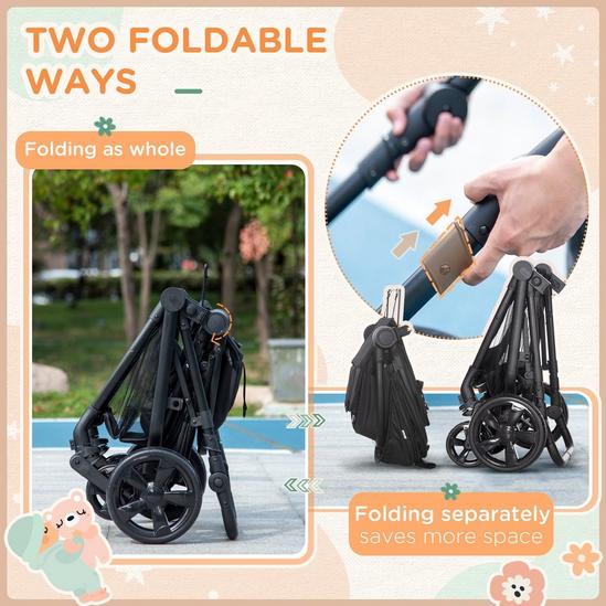 HOMCOM Foldable Travel Baby Stroller with Fully Reclining From Birth to 3 Years 6