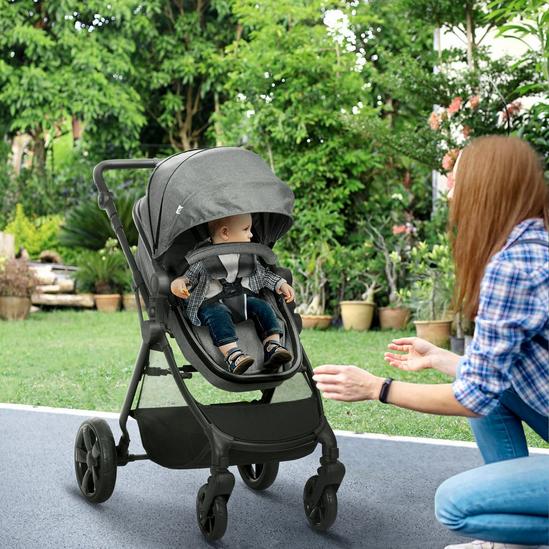 HOMCOM Foldable Travel Baby Stroller with Fully Reclining From Birth to 3 Years 2