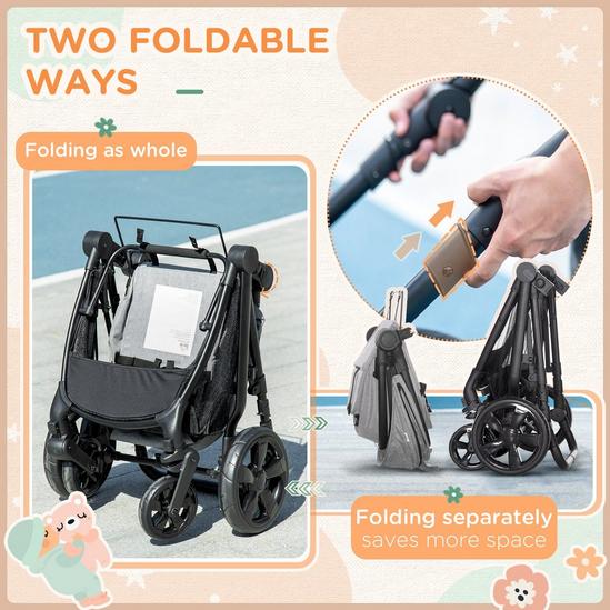 HOMCOM Foldable Travel Baby Stroller with Fully Reclining From Birth to 3 Years 6