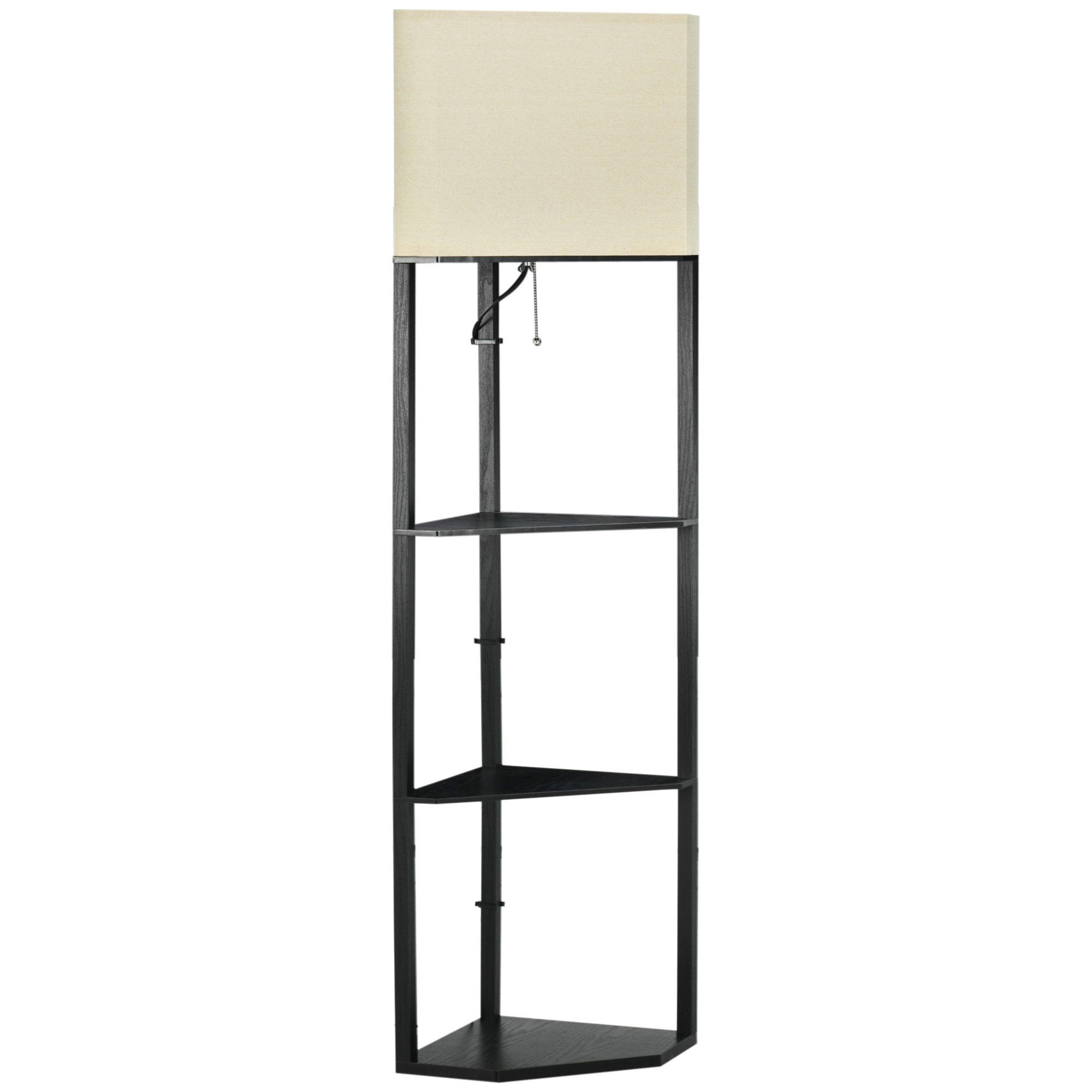 Corner Floor Lamp with Shelves, Modern Standing Lamps for Living