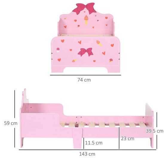 ZONEKIZ Princess-Themed Kids Toddler Bed with Cute Patterns, Safety Rails - Pink 3