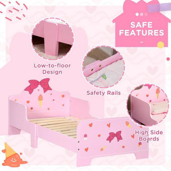 ZONEKIZ Princess-Themed Kids Toddler Bed with Cute Patterns, Safety Rails - Pink 5