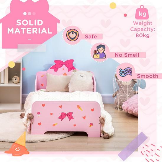 ZONEKIZ Princess-Themed Kids Toddler Bed with Cute Patterns, Safety Rails - Pink 6