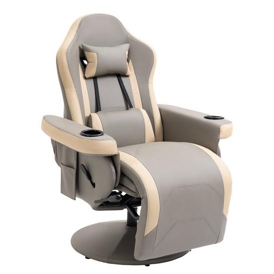 HOMCOM Manual Recliner Armchair PU Sofa Chair with Adjustable Leg Rest 1