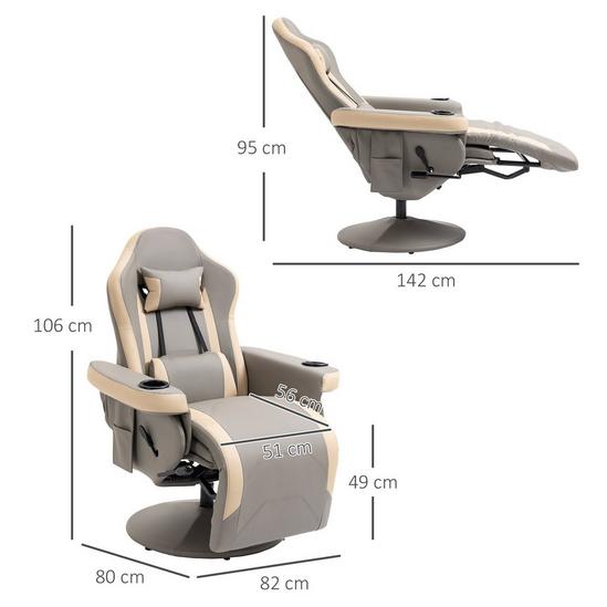 HOMCOM Manual Recliner Armchair PU Sofa Chair with Adjustable Leg Rest 3
