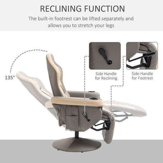 HOMCOM Manual Recliner Armchair PU Sofa Chair with Adjustable Leg Rest 4