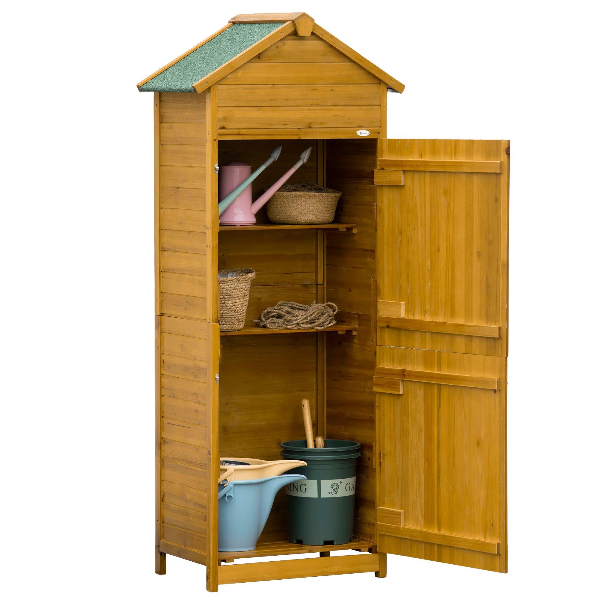 Wood Garden Storage Shed Tool Cabinet with Felt Roof
