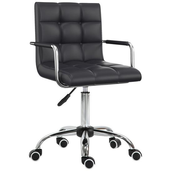 VINSETTO Mid Back PU Leather Home Office Chair Swivel Desk Chair Arm Wheel 1