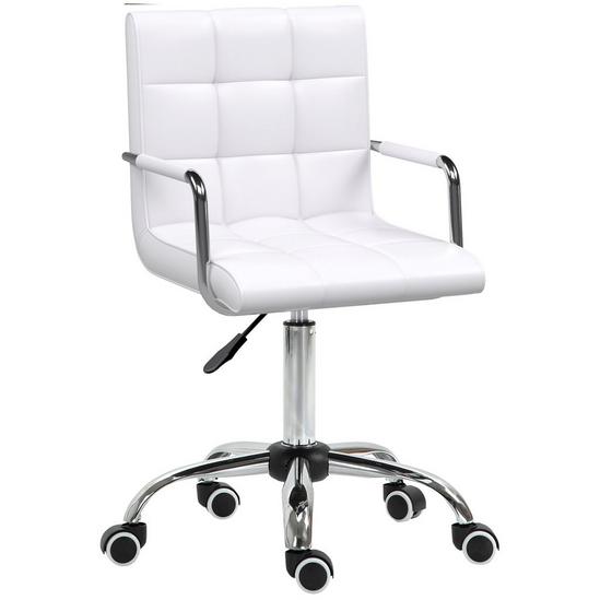 VINSETTO Mid Back PU Leather Home Office Chair Swivel Desk Chair Arm Wheel 1
