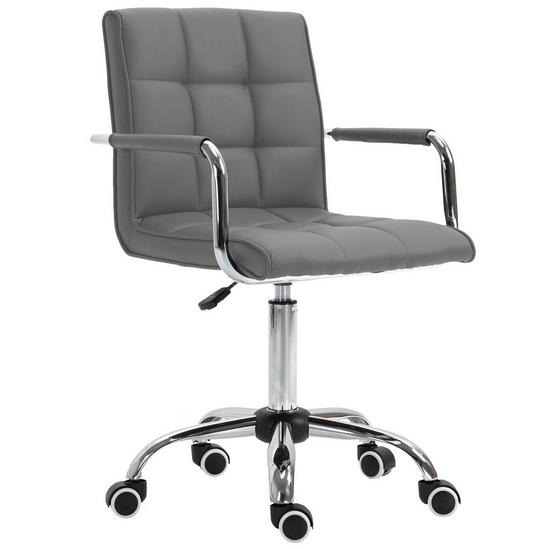 VINSETTO Mid Back PU Leather Home Office Chair Swivel Desk Chair Arm Wheel 2