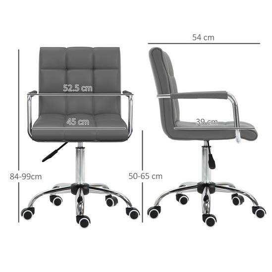VINSETTO Mid Back PU Leather Home Office Chair Swivel Desk Chair Arm Wheel 4