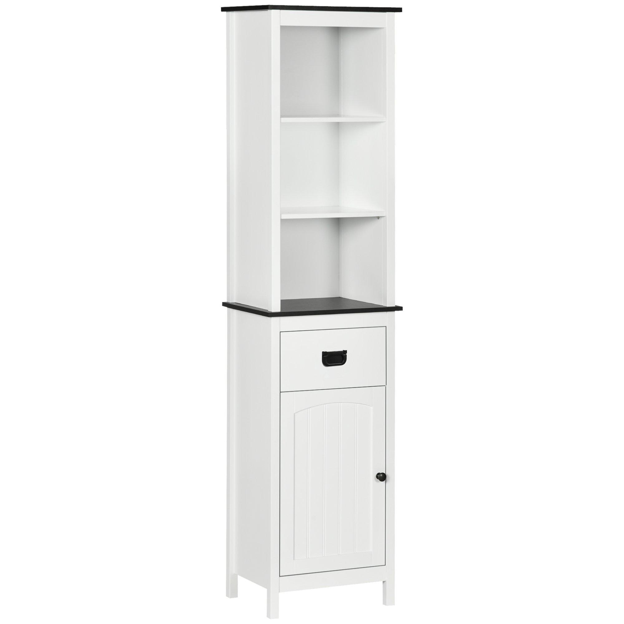 Freestanding Tall Bathroom Cabinet with Drawer and Adjustable Shelf