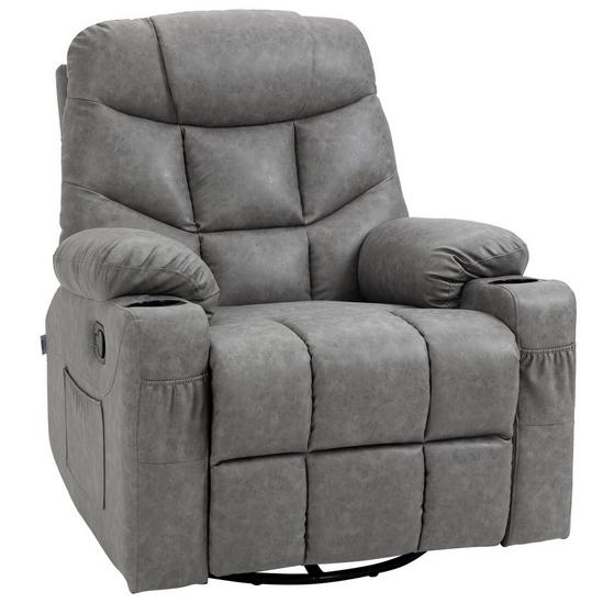 HOMCOM PU Leather Manual Recliner Chair, Swivel Armchair for Living Room 1