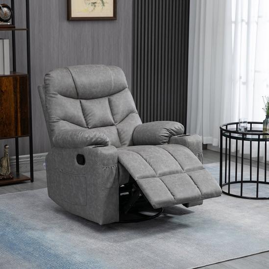 HOMCOM PU Leather Manual Recliner Chair, Swivel Armchair for Living Room 2