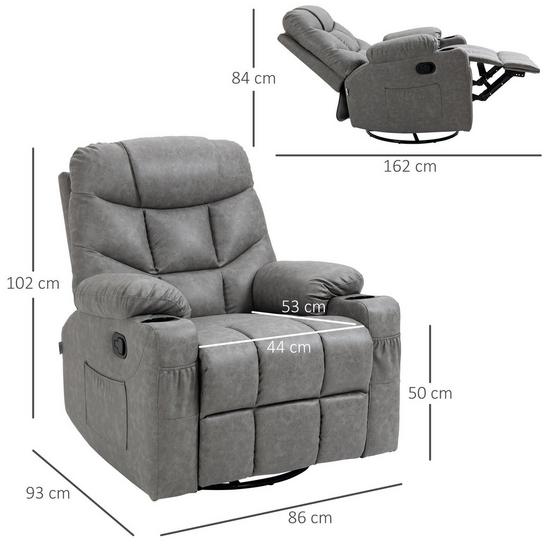 HOMCOM PU Leather Manual Recliner Chair, Swivel Armchair for Living Room 3