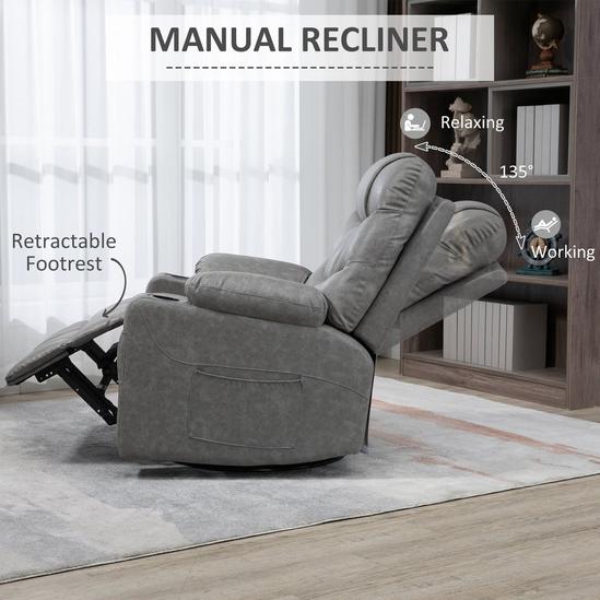 HOMCOM PU Leather Manual Recliner Chair, Swivel Armchair for Living Room 4