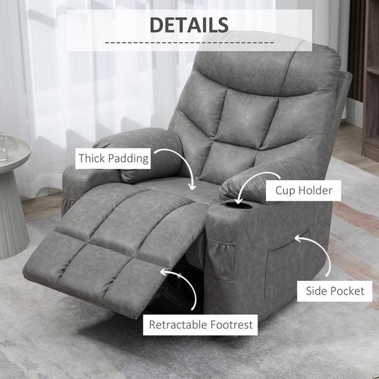 HOMCOM PU Leather Manual Recliner Chair, Swivel Armchair for Living Room 6