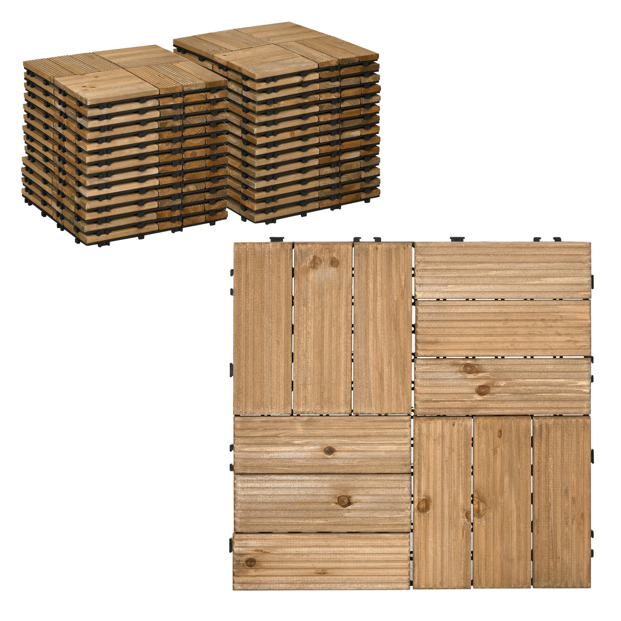 Pack of 27 Interlocking Decking Tiles 30x30cm Outdoor Flooring, 2.5m^2