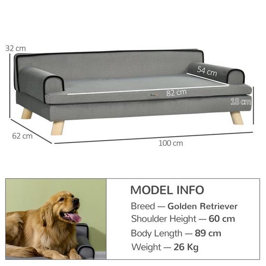 PAWHUT Pet Sofa for Large, Medium Digs with Wooden Legs, Water-Resistant Fabric 5