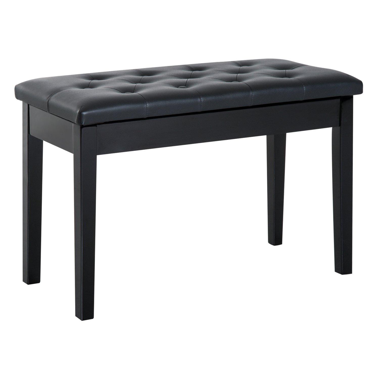 Classic Digital Keyboard Piano Bench Makeup Padded Seat Stool Solid Wood Black