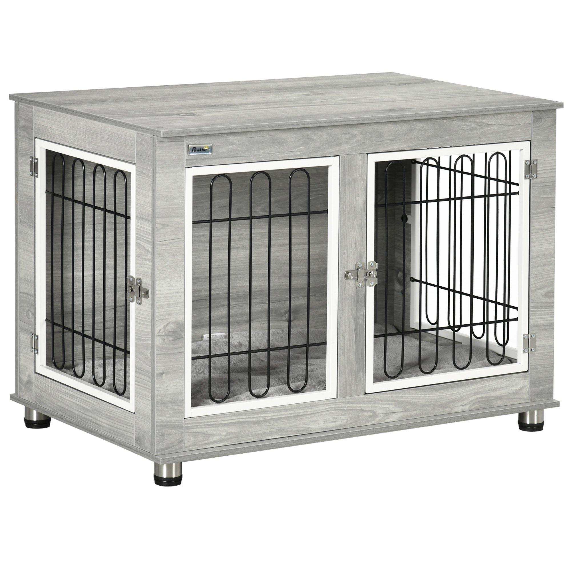 Dog Crate Furniture, Dog Crate End Table with Soft Cushion, Double Door