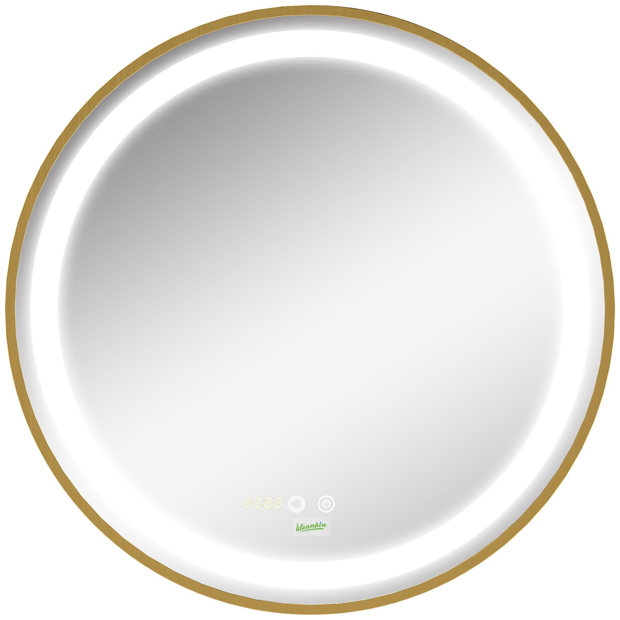 Photos - Bathroom Mirror Kleankin LED  Wall Mounted Round Vanity Mirror Lights Time 